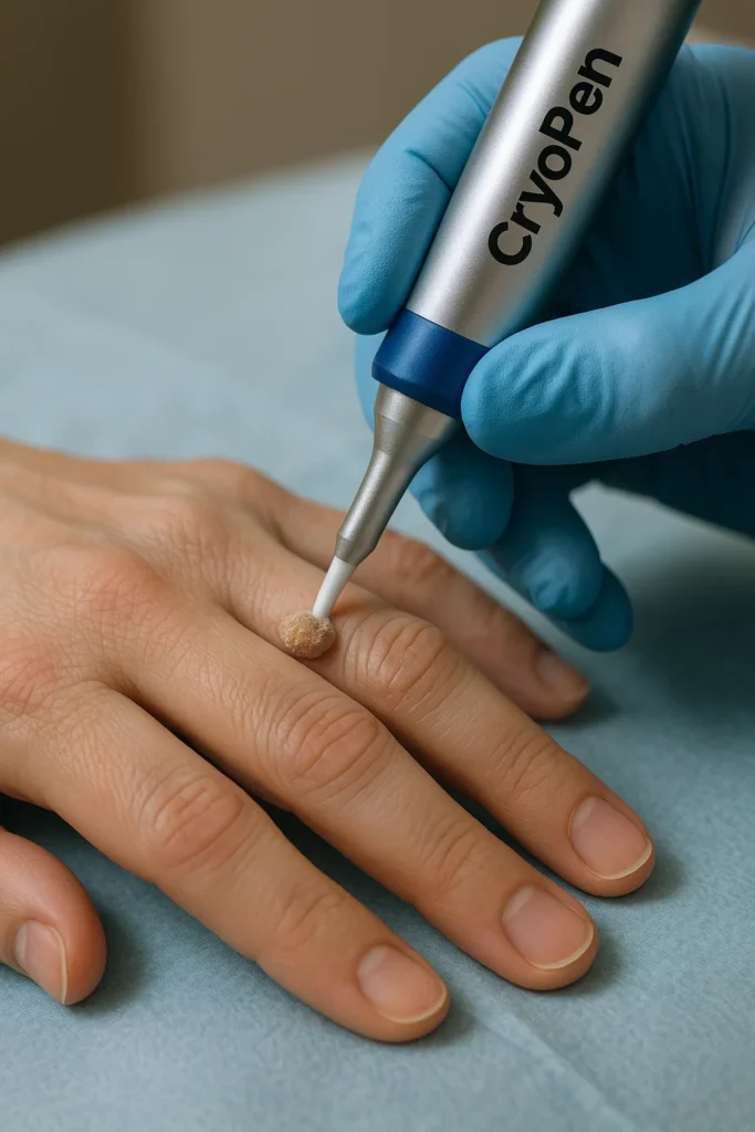 example of cryopen wart removal Apsley treatment on a persons finger