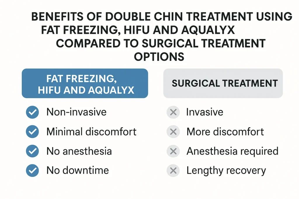 Graphic about the benefits of double chin treatment Apsley - from LA LIPO