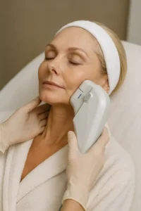 Woman receiving HIFU non surgical facelift treatment Apsley