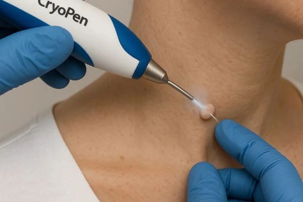 Person receiving cryotherapy Apsley for skin tag removal